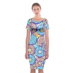 Donuts Pattern Classic Short Sleeve Midi Dress