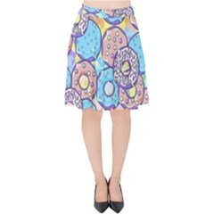 Donuts Pattern Velvet High Waist Skirt by ValentinaDesign