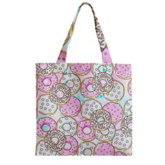 Donuts Pattern Zipper Grocery Tote Bag by ValentinaDesign