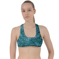 Heart Pattern Criss Cross Racerback Sports Bra by ValentinaDesign