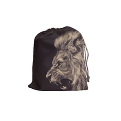 Angry Male Lion Drawstring Pouches (Medium) 