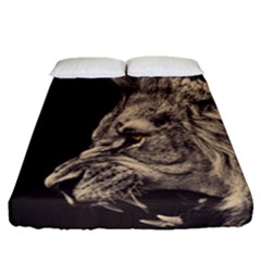 Angry Male Lion Fitted Sheet (Queen Size)