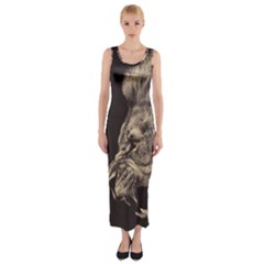 Angry Male Lion Fitted Maxi Dress