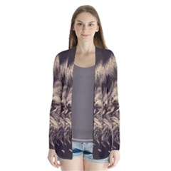 Angry Male Lion Drape Collar Cardigan