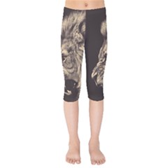 Angry Male Lion Kids  Capri Leggings 