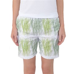 Weeds Grass Green Yellow Leaf Women s Basketball Shorts by Mariart