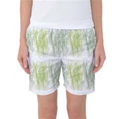 Weeds Grass Green Yellow Leaf Women s Basketball Shorts