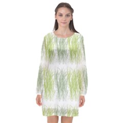 Weeds Grass Green Yellow Leaf Long Sleeve Chiffon Shift Dress  by Mariart