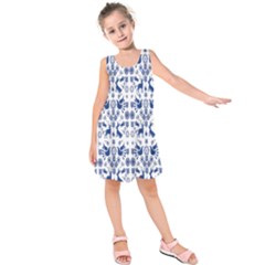 Rabbits Deer Birds Fish Flowers Floral Star Blue White Sexy Animals Kids  Sleeveless Dress by Mariart