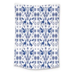 Rabbits Deer Birds Fish Flowers Floral Star Blue White Sexy Animals Large Tapestry