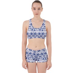Rabbits Deer Birds Fish Flowers Floral Star Blue White Sexy Animals Work It Out Sports Bra Set