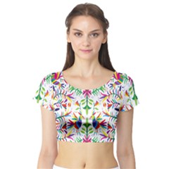 Peacock Rainbow Animals Bird Beauty Sexy Short Sleeve Crop Top (tight Fit)