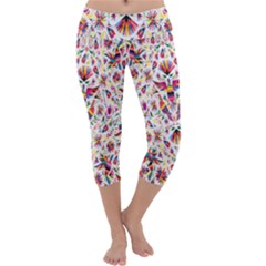 Peacock Rainbow Animals Bird Beauty Sexy Flower Floral Sunflower Star Capri Yoga Leggings by Mariart