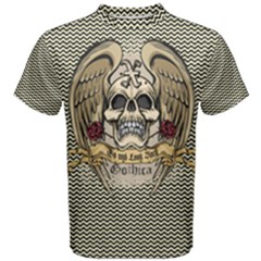 Black & Khaki Zigzag Gothic Skulls Men s Cotton Tee