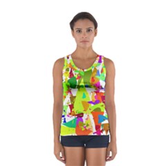 Colorful Shapes On A White Background                             Women s Sport Tank Top by LalyLauraFLM