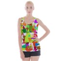 Colorful shapes on a white background                            Criss cross Back Tank Top View1