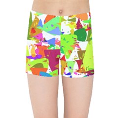 Colorful Shapes On A White Background                       Kids  Skinny Shorts by LalyLauraFLM