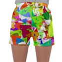 Colorful shapes on a white background                            Women s Satin Sleepwear Sleeve Shorts View1