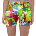 Colorful shapes on a white background                            Women s Satin Sleepwear Sleeve Shorts View2