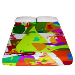 Colorful Shapes On A White Background                            Fitted Sheet (king Size) by LalyLauraFLM