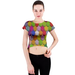 Colorful Tiles Pattern                           Crew Neck Crop Top by LalyLauraFLM