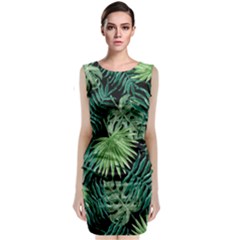 Tropical Pattern Sleeveless Velvet Midi Dress by ValentinaDesign