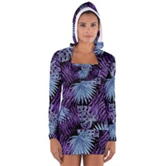 Tropical Pattern Long Sleeve Hooded T-shirt by ValentinaDesign