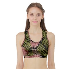 Tropical pattern Sports Bra with Border