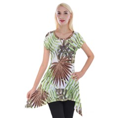 Tropical Pattern Short Sleeve Side Drop Tunic by ValentinaDesign