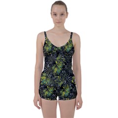 Tropical pattern Tie Front Two Piece Tankini