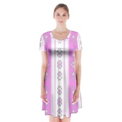 Folklore Pattern Short Sleeve V-neck Flare Dress by ValentinaDesign