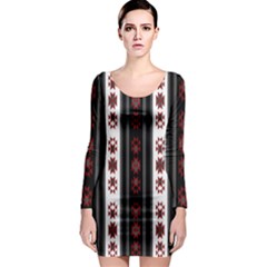 Folklore pattern Long Sleeve Bodycon Dress