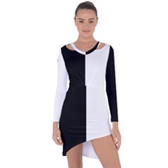 Black And White Asymmetric Cut-out Shift Dress by Valentinaart