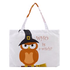 Halloween Orange Witch Owl Medium Tote Bag by Valentinaart