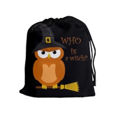 Halloween Orange Witch Owl Drawstring Pouches (extra Large)