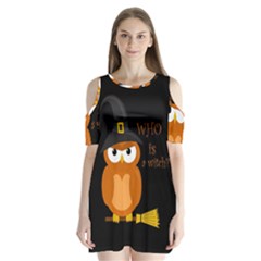 Halloween Orange Witch Owl Shoulder Cutout Velvet  One Piece by Valentinaart