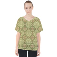 Oriental pattern V-Neck Dolman Drape Top