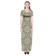 Oriental pattern Short Sleeve Maxi Dress