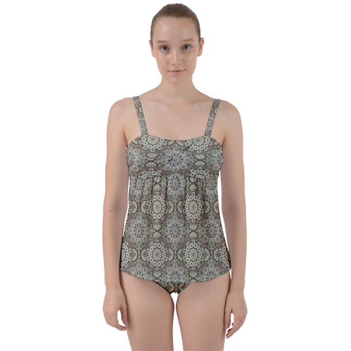 Oriental pattern Twist Front Tankini Set