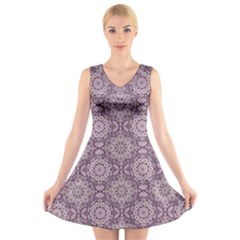 Oriental pattern V-Neck Sleeveless Skater Dress