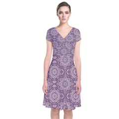 Oriental pattern Short Sleeve Front Wrap Dress