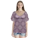 Oriental pattern V-Neck Flutter Sleeve Top View1