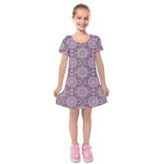 Oriental pattern Kids  Short Sleeve Velvet Dress