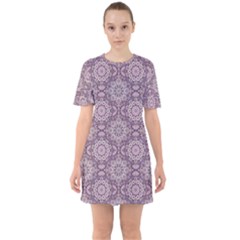 Oriental pattern Sixties Short Sleeve Mini Dress