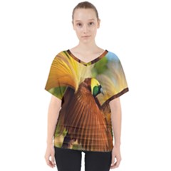 Birds Paradise Cendrawasih V-neck Dolman Drape Top by Mariart