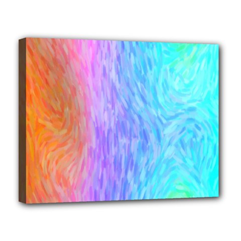 Aurora Rainbow Orange Pink Purple Blue Green Colorfull Canvas 14  X 11 