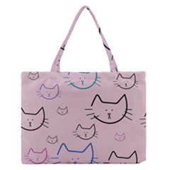 Cat Pattern Face Smile Cute Animals Beauty Zipper Medium Tote Bag by Mariart