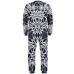 Blue White Lace Flower Floral Star Onepiece Jumpsuit (men)  by Mariart
