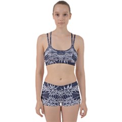 Blue White Lace Flower Floral Star Women s Sports Set