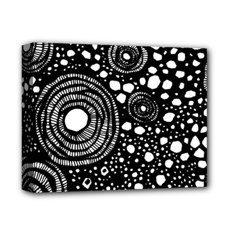 Circle Polka Dots Black White Deluxe Canvas 14  X 11 